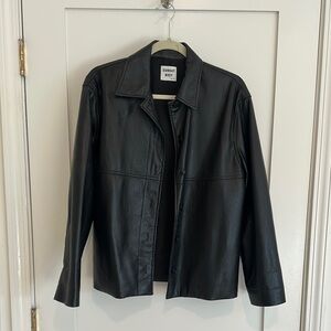 ARITZIA Sunday Best Black Leather Jacket with Casual Style and Long Sleeves